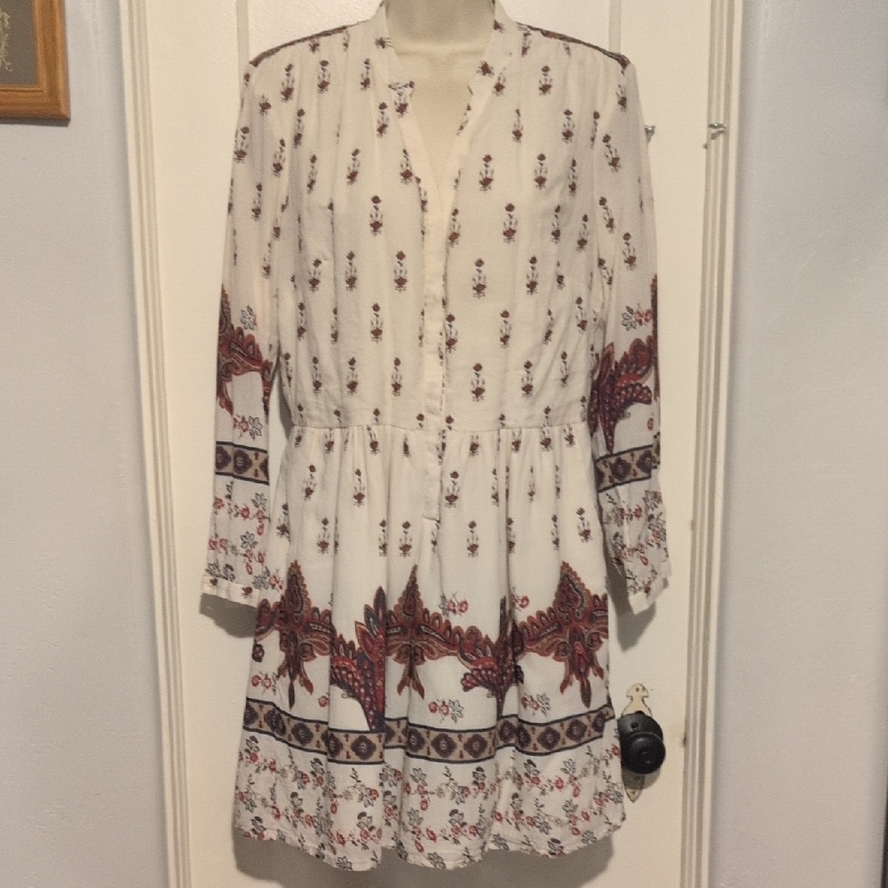 Topshop White and Red Long Sleeve